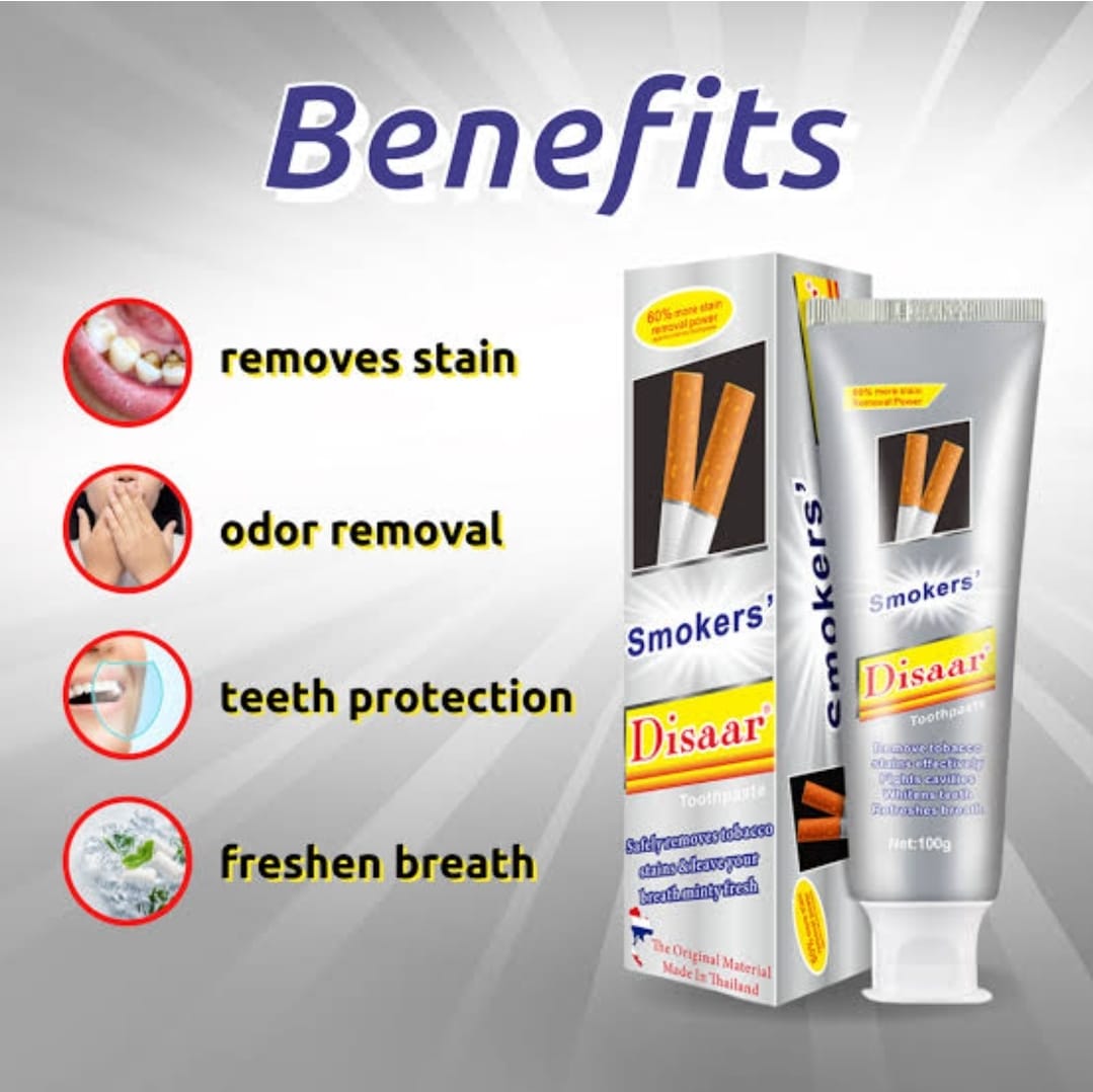 Disaar Smokers Toothpaste 100g – Remove Tobacco Stains | Fresh Breath | Made in Thailand