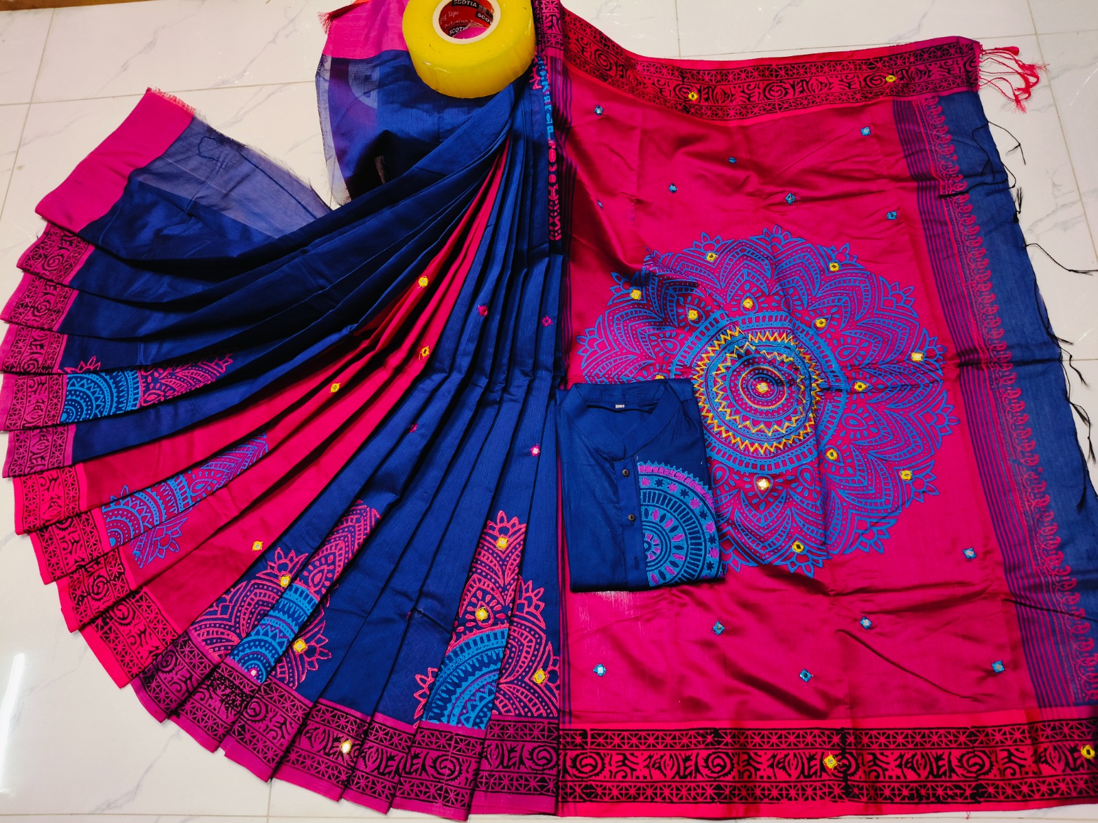 Festive Wear Couple Set | Embroidery Sharee with Dhupian Silk Panjabi – Size 38 to 46