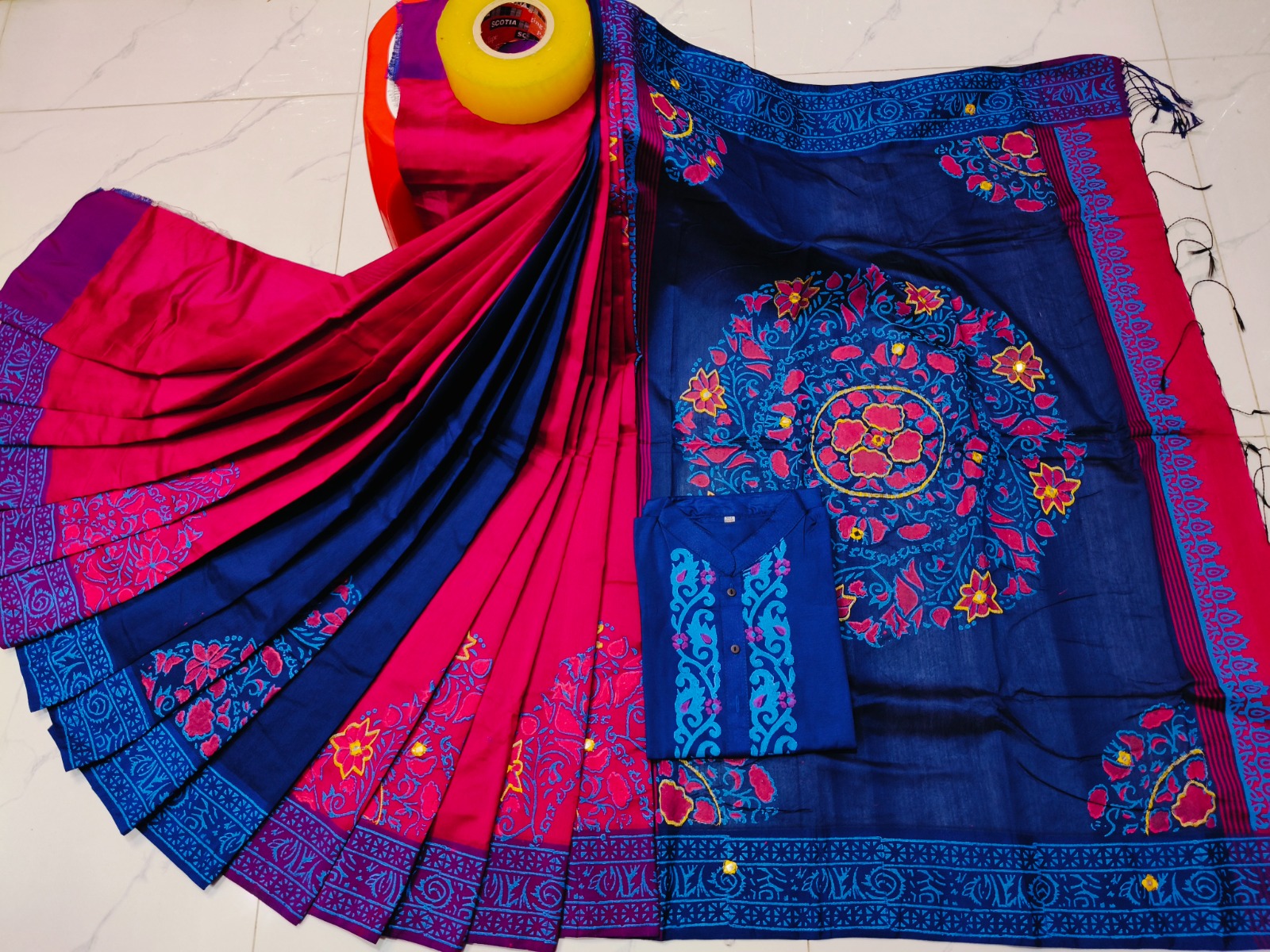 Festive Wear Couple Set | Embroidery Sharee with Dhupian Silk Panjabi – Size 38 to 46