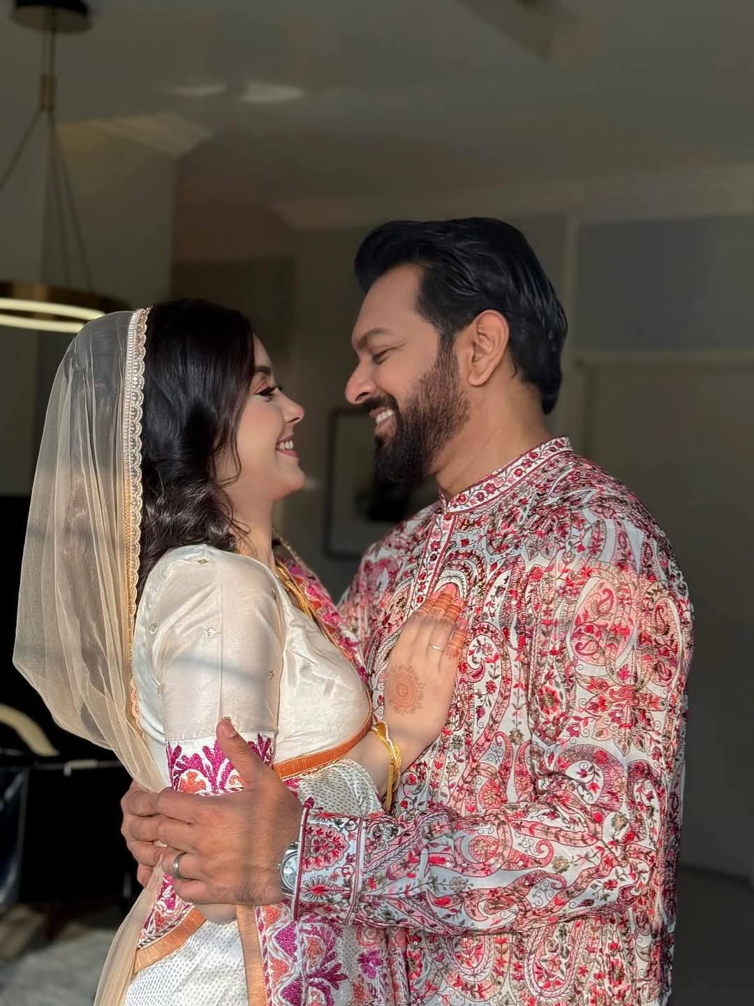 Eid Special Chandriri Silk Sharee & Digital Print Panjabi | Premium Couple Dress Set for Festival