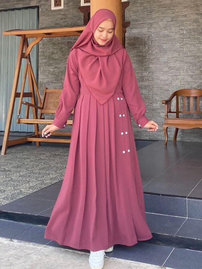 Viral Dubai Cherry Borka for Women – Modest Long Burka | Free Size up to 48 | Stylish Button Design | Hijab Not Included