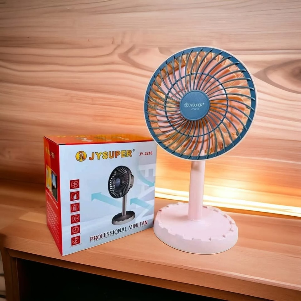 JYSUPER JY-2218 USB Rechargeable Mini Table Fan – Portable Cooling with Adjustable Speed