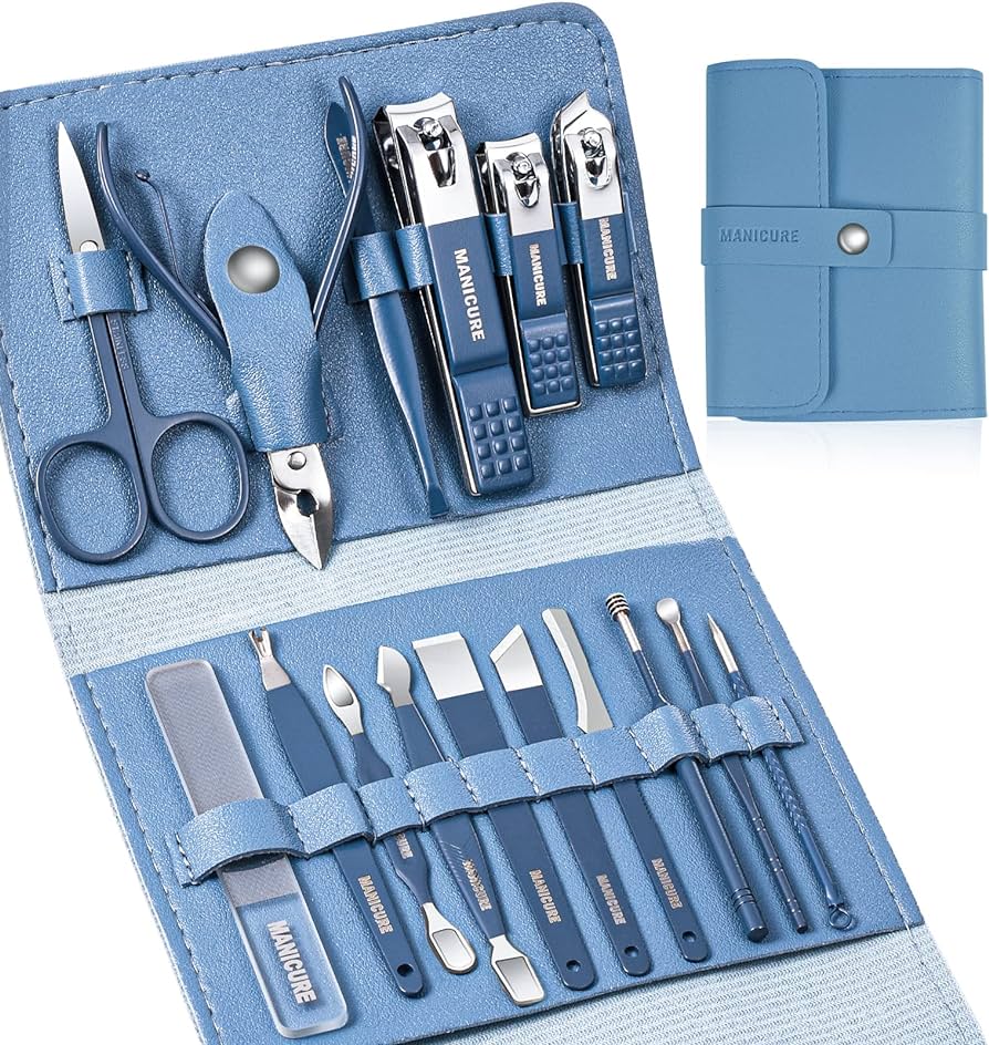 16PCS Stainless Steel Manicure & Pedicure Set – Professional Grooming Kit for Men & Women