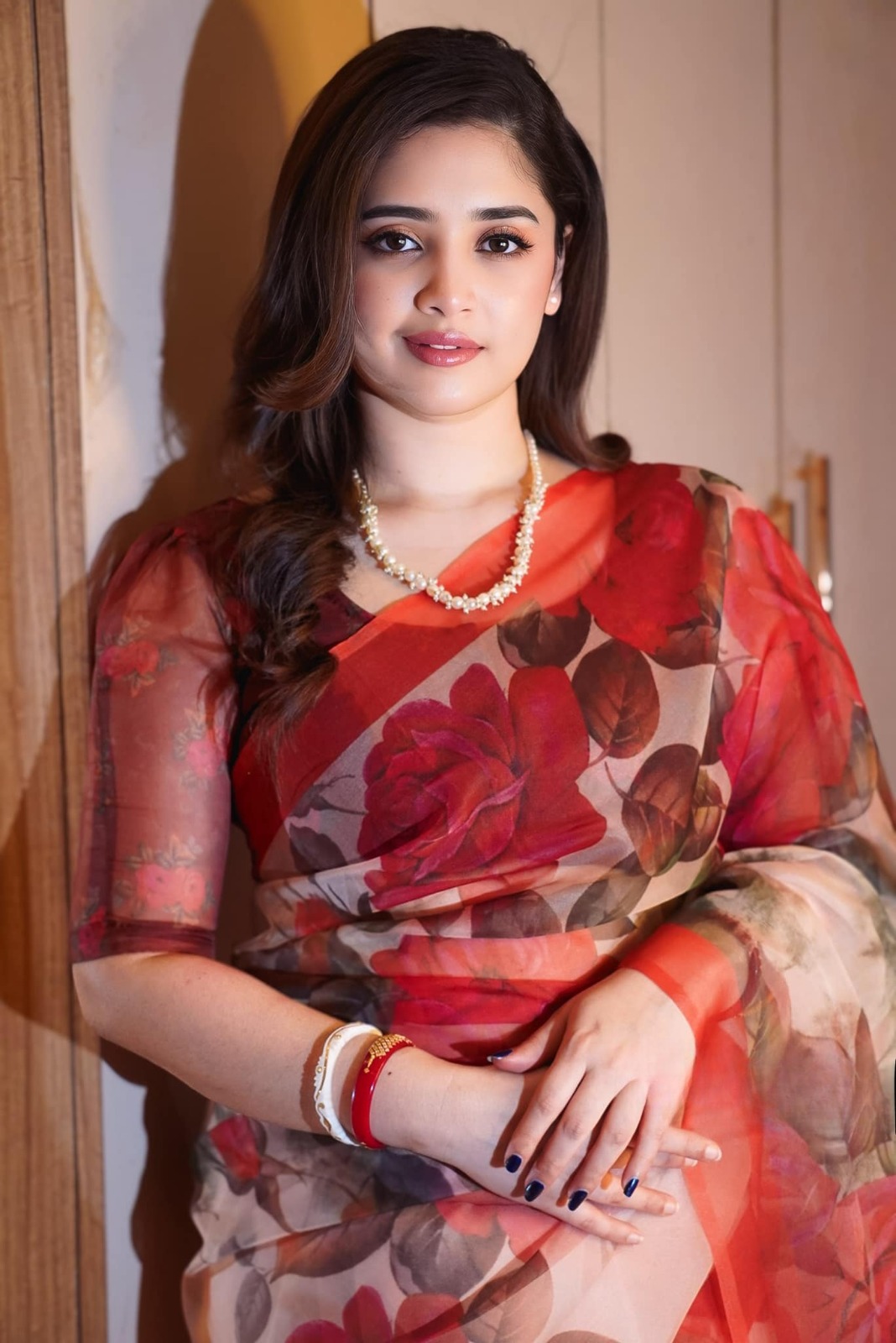 Aduri Premium Chanduri Silk Digital Print Saree – ১২.৫ হাত শাড়ি ব্লাউজসহ | Stylish Tarsel Anchol Sharee | tolosh.com