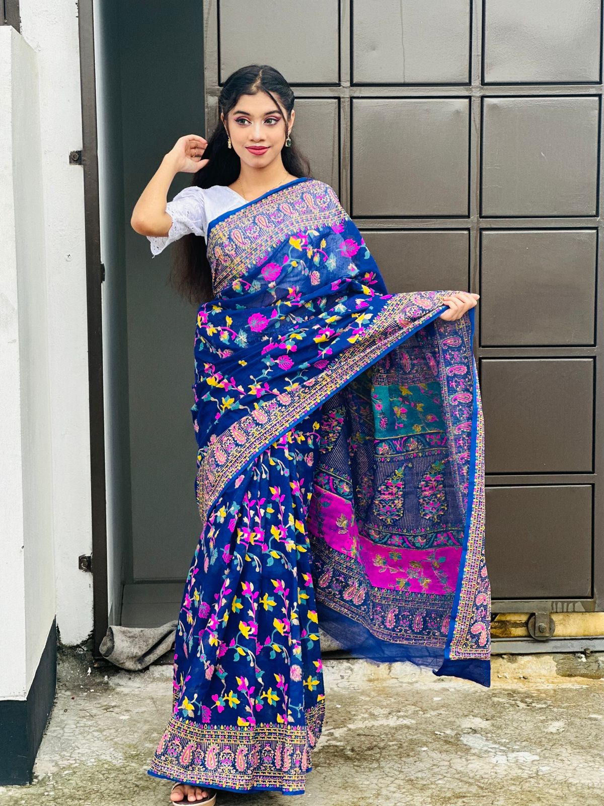 Luxary Half Silk Screen Print Saree – 12 Haath Traditional Sharee | হাফ সিল্ক স্ক্রিন প্রিন্ট শাড়ি