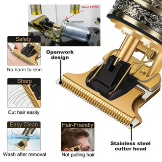 T9 Vintage USB 6500 charging cable with Rechargeable Hair Trimmer metal body Electric Hair Clipper Hair Cut Machine For Men