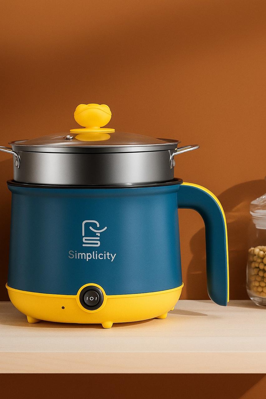 Simplicity 2L Electric Cooking Pot – মাল্টিপারপাস মিনি কুকার ও স্টিমার | Portable & Easy Cooking Solution