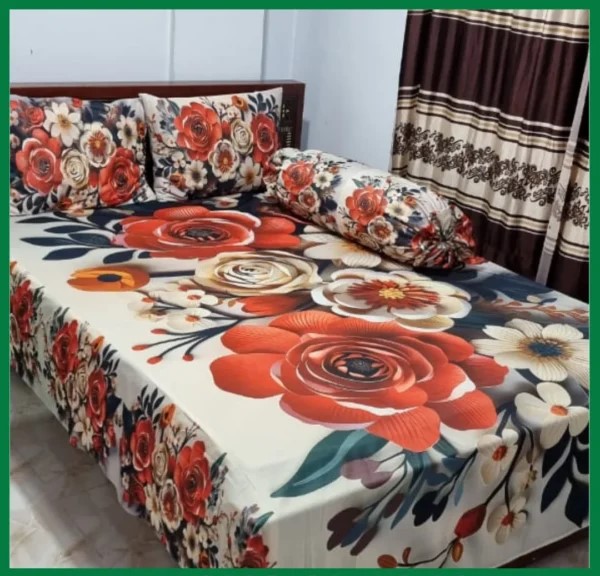 Premium 3D Bedsheet 4 Piece Set | সুইস ভেলভেট ডিজিটাল প্রিন্ট বেডশীট | Original Digital Bedding for Elegant Bedroom Look | best products