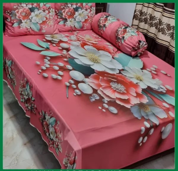Premium 3D Bedsheet 4 Piece Set | সুইস ভেলভেট ডিজিটাল প্রিন্ট বেডশীট | Original Digital Bedding for Elegant Bedroom Look | original product