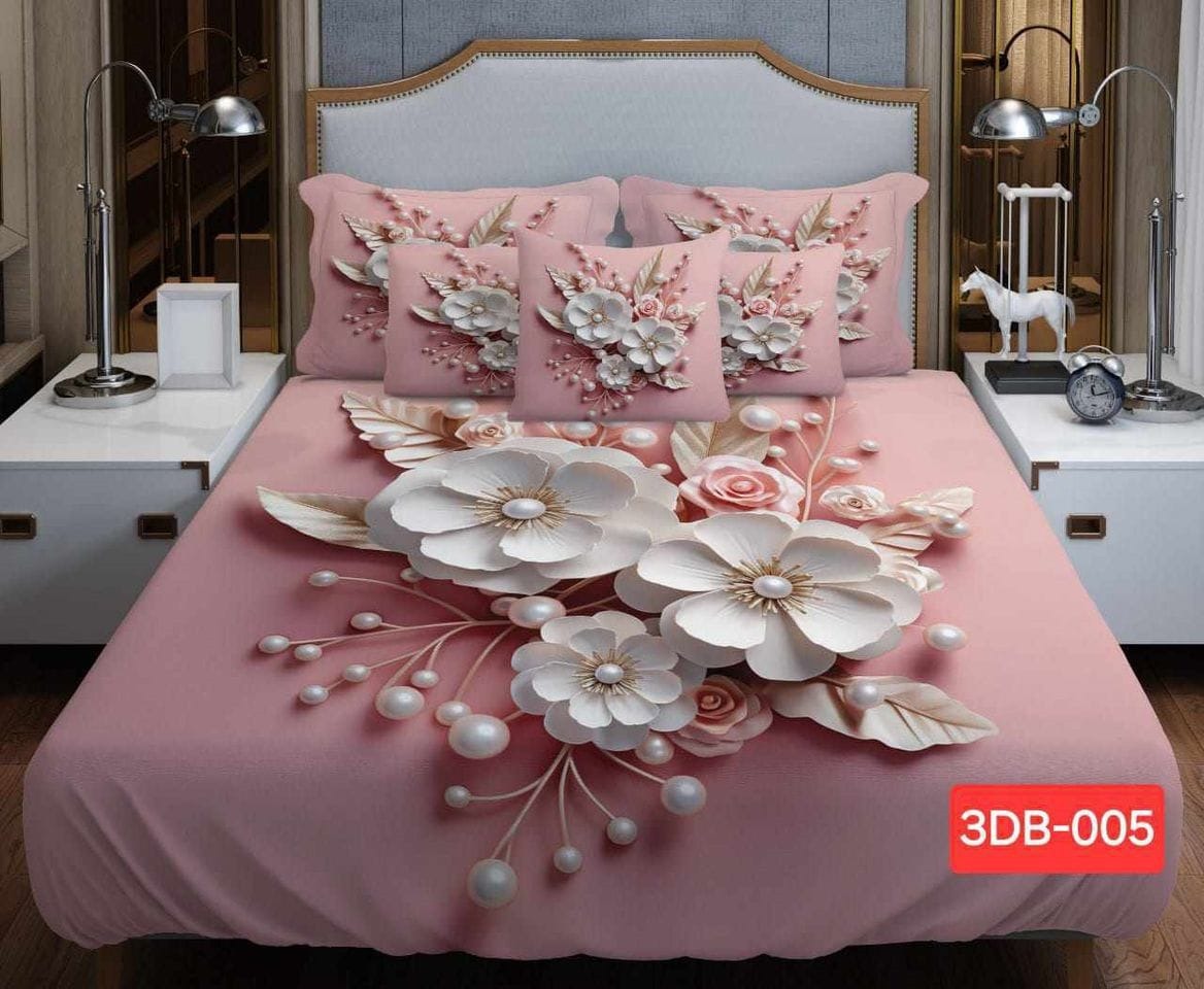 Premium 3D Bedsheet 4 Piece Set | সুইস ভেলভেট ডিজিটাল প্রিন্ট বেডশীট | Original Digital Bedding for Elegant Bedroom Look | original product