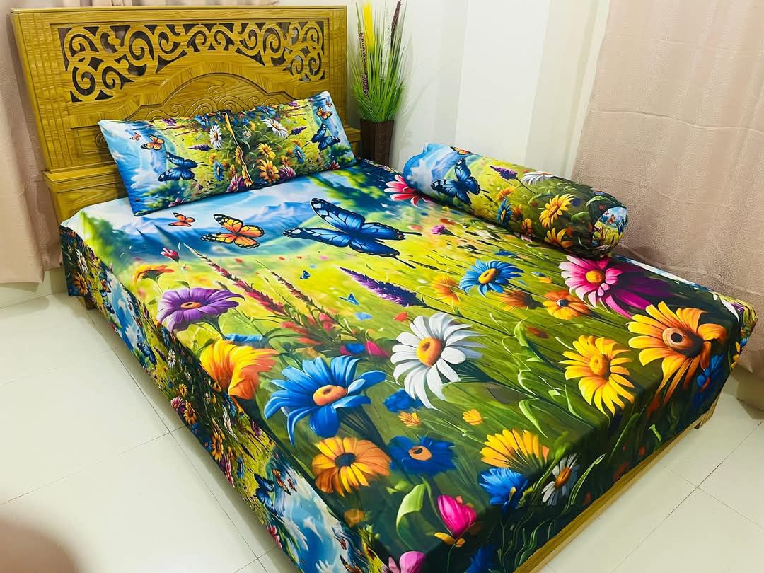 Premium 3D Bedsheet 4 Piece Set | সুইস ভেলভেট ডিজিটাল প্রিন্ট বেডশীট | Original Digital Bedding for Elegant Bedroom Look | Luxary Bedsheet
