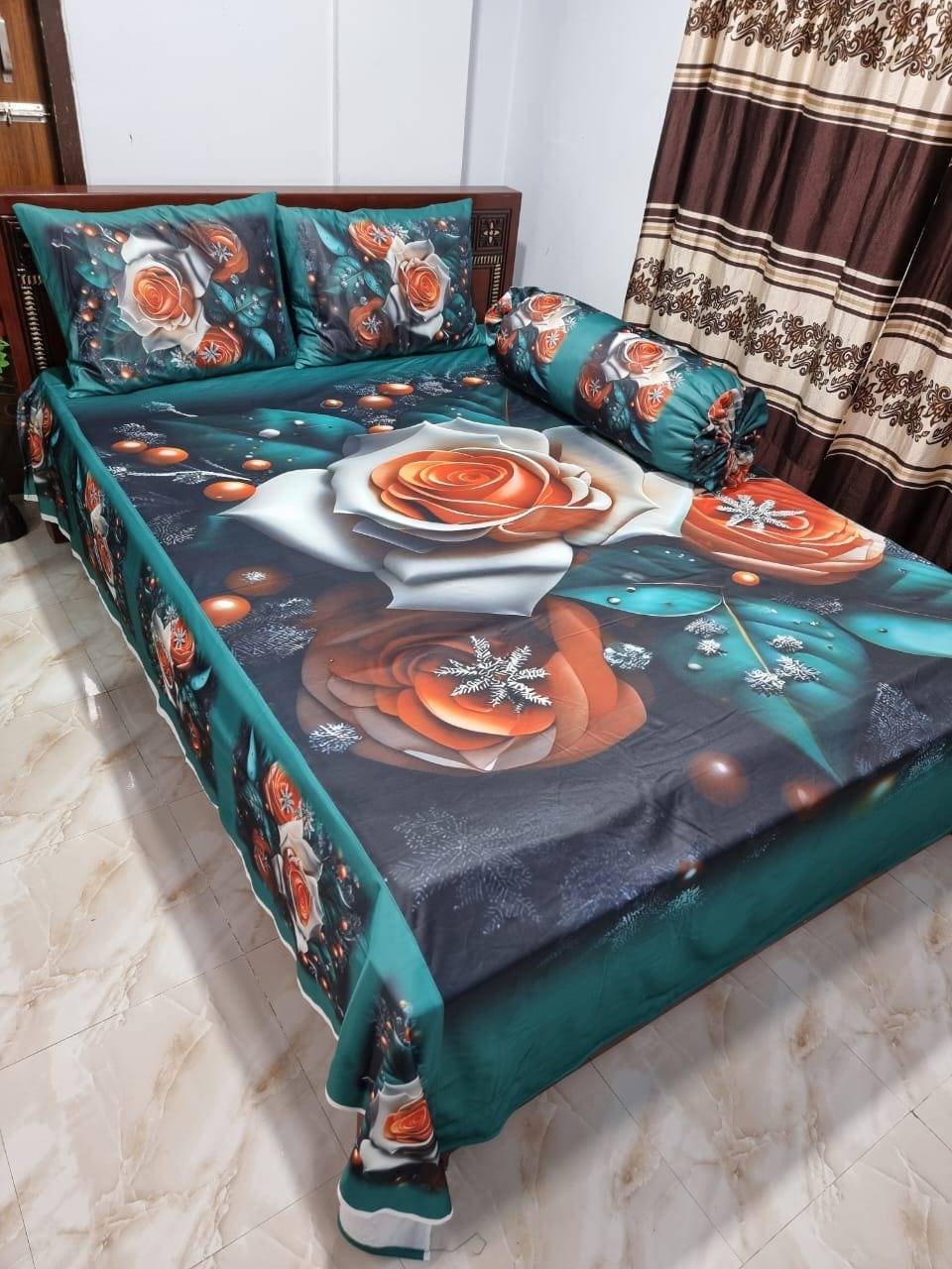 3D Velvet Bedsheet Set (4 Pieces) | Premium Digital Printed Bedding | ঘর সাজানোর জন্য বেস্ট বেডশিট